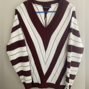 Brown and white striped sweater